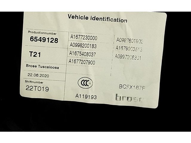 Pojistková skříňka Передний механический механизм для подъема окна A1677207900, A1677230000   Mercedes-Benz GLE W167 2020