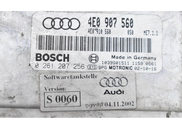 Блок управления двигателем ECU 4E0907560, 4E0907560   Audi A8 S8 D3 4E