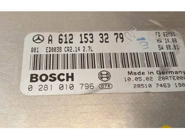 Řídící jednotka A6121533279, 0281010796   Mercedes-Benz ML W163 2002
