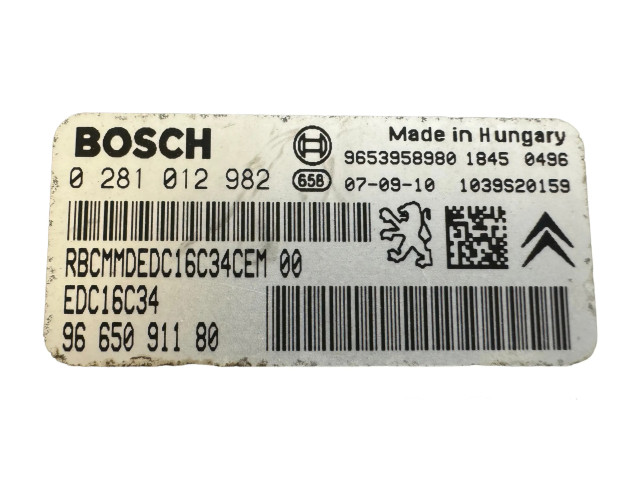 Блок управления двигателя 9665091180, 9653958980   Citroen Jumpy