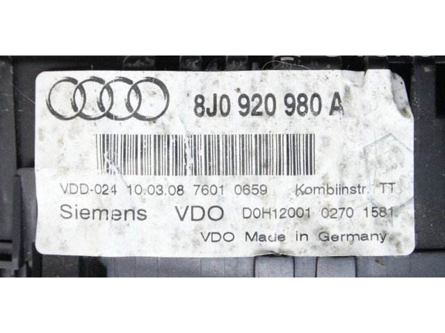 Панель приборов 8J0920980A   Audi TT TTS Mk2       