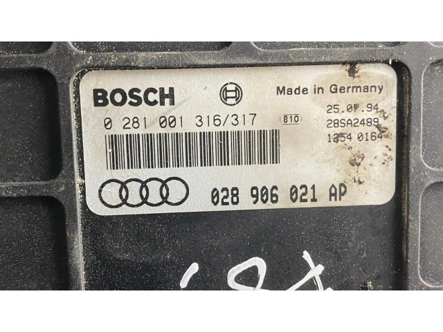 Блок управления двигателя 028906021AP, 28SA2489   Audi 80 90 S2 B4