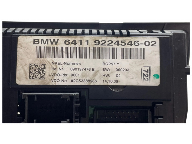 Блок управления климат-контролем 9224546, 64119224546   BMW 3 E92 E93