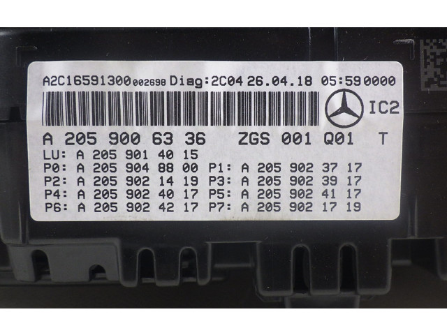 Přístrojová deska  Mercedes-Benz C W205 2018 A2059006336  