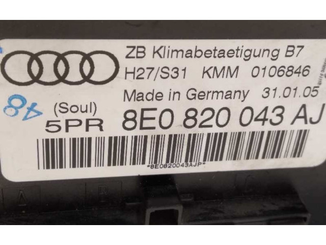 Блок управления климат-контролем 8E0820043AJ   Audi A4 S4 B6 8E 8H