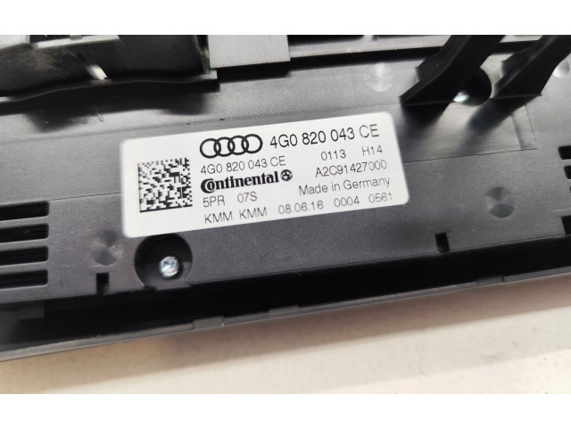 Блок управления климат-контролем 4G0820043CE, 190KM   Audi A6 S6 C7 4G