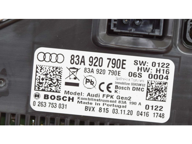 Панель приборов 83A920790E, 0263753031   Audi Q3 F3       