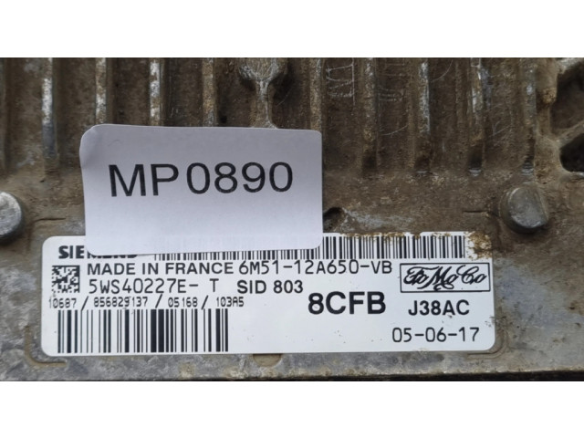 Блок управления двигателя 6M5112A650VB, 5WS40227E   Ford Focus