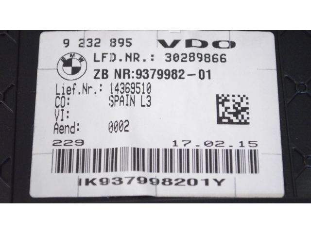 Přístrojová deska  BMW 4 F32 F33 2015 9232895  