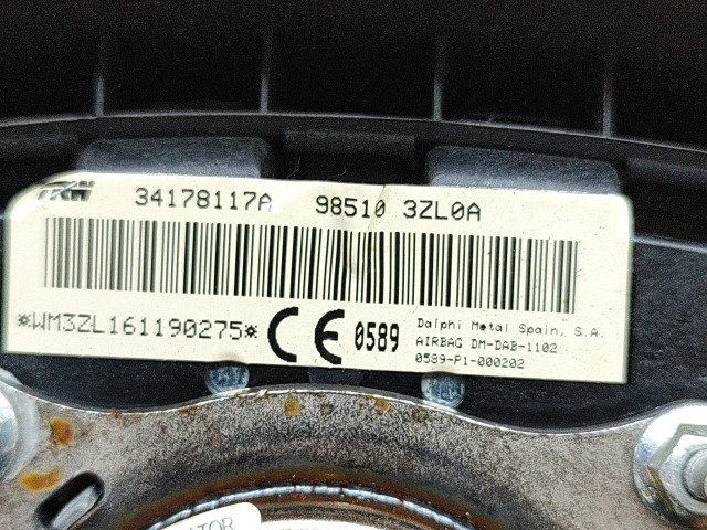 Подушка безопасности водителя 985103ZL0A, 34178117A   Nissan Pulsar
