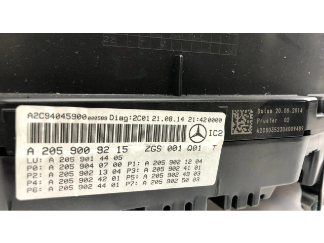 Přístrojová deska  Mercedes-Benz C W205 2014 A2C94045900, A2059009215  