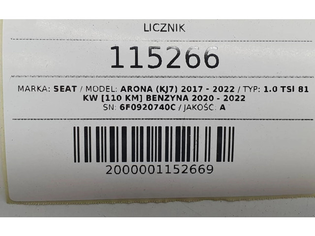 Přístrojová deska  Seat Arona 2020 6F0920740C  
