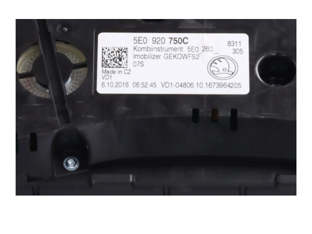Přístrojová deska  Skoda Octavia Mk3 (5E) 2016 5E0920750C  