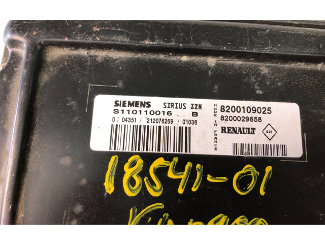 Блок управления двигателем ECU 8200109025, S110110016B   Renault  Kangoo I  1997 - 2003 года