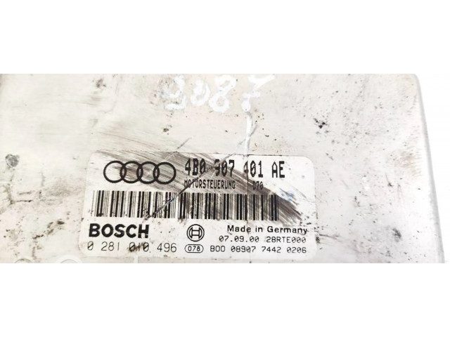 Блок управления двигателя 4B0907401AE, 0281010496   Audi A6 S6 C5 4B