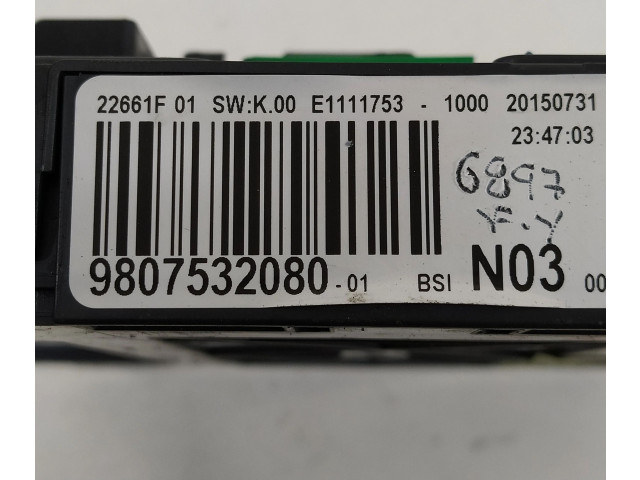 Pojistková skříňka Řídící jednotka BSM 9807532080, 50210445   Peugeot 2008 I 2016