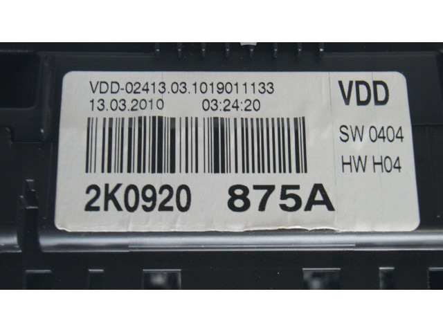 Панель приборов 2K0920875A, 2K0920875A   Volkswagen Caddy       