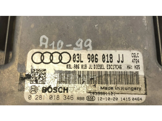 Блок управления двигателя 03L906018JJ, 0281018346   Audi A4 S4 B8 8K