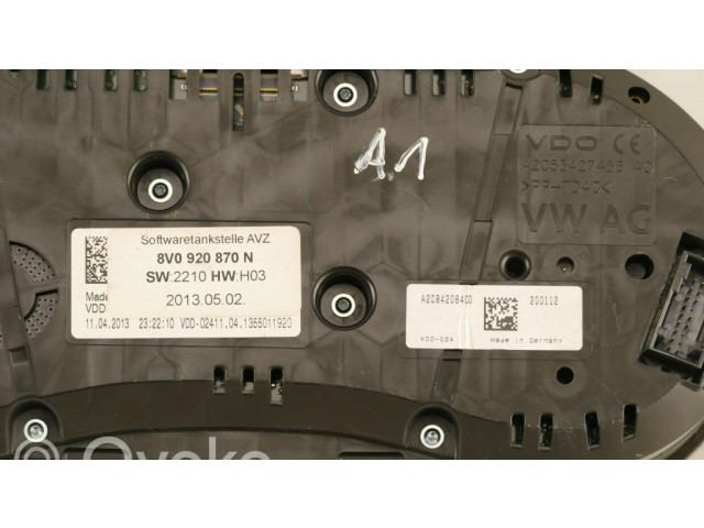 Панель приборов 8V0920870N   Audi A3 S3 8V       