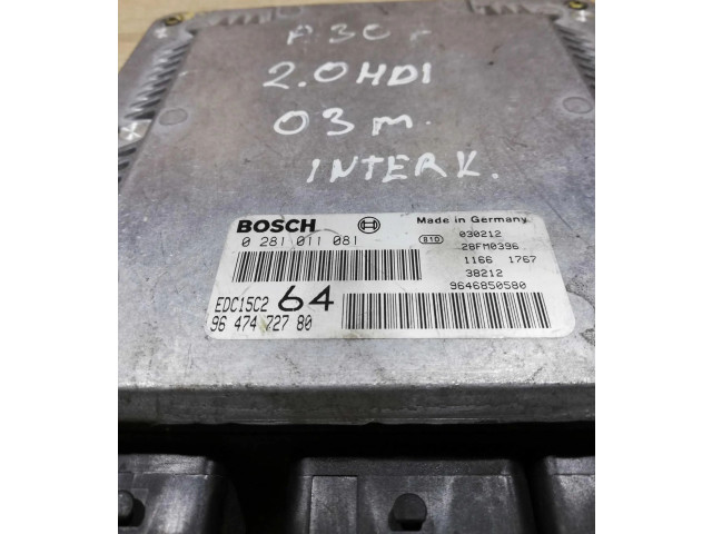 Řídící jednotka 9647472780, 0281011081   Peugeot 307 2001