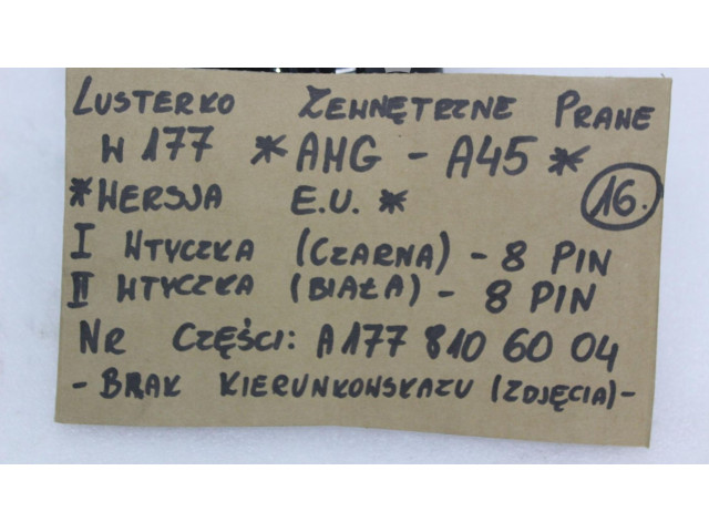 Zpětné zrcátko  Mercedes-Benz A W177 AMG 2022  A1778106004  