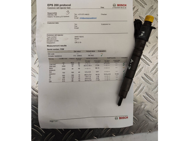 Vstřikovač 0445116016   Volvo XC60    D5244T11 