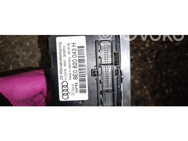 Блок управления климат-контролем 8E0820043H   Audi A4 S4 B6 8E 8H