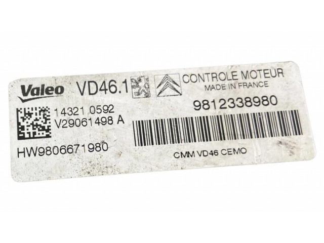 Řídící jednotka 9812338980, 143210592   Peugeot 308 2015