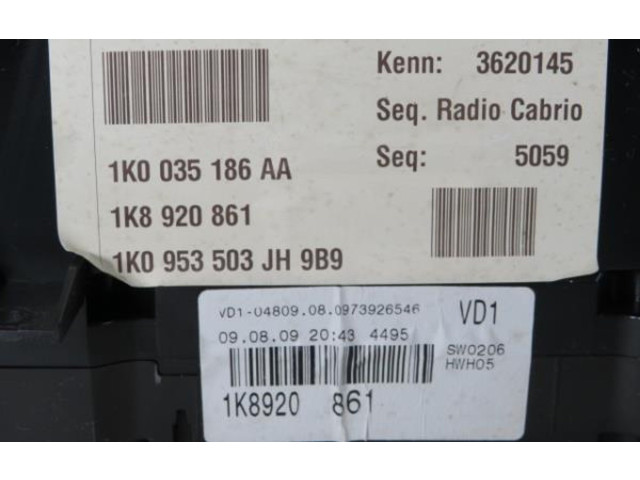 Панель приборов 1K0035186AA, 1K0035186AA   Volkswagen Scirocco       