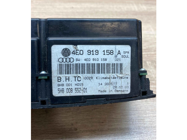 Блок управления климат-контролем 4E0919158A, 5HB00855201   Audi A8 S8 D3 4E