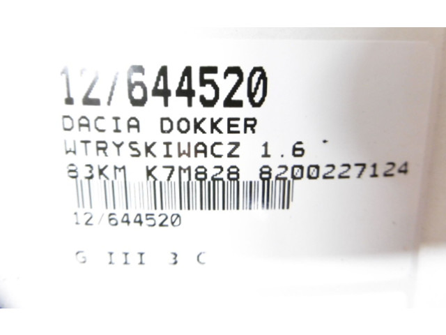 Vstřikovač 8200227124, 8200227124   Dacia Dokker     