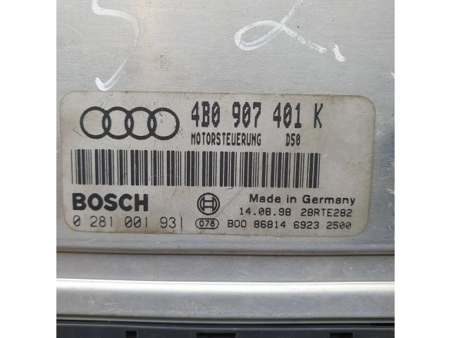 Блок управления двигателя 4B0907401K, 0281001931   Audi A6 S6 C5 4B