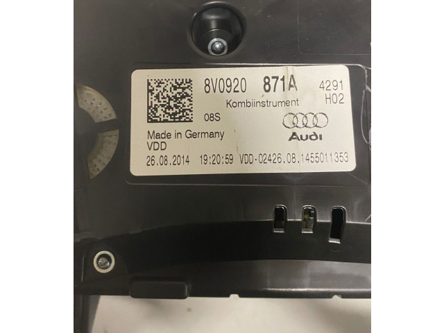 Přístrojová deska  Audi A3 S3 A3 Sportback 8P 2015 8V0920871A, 1455011353  