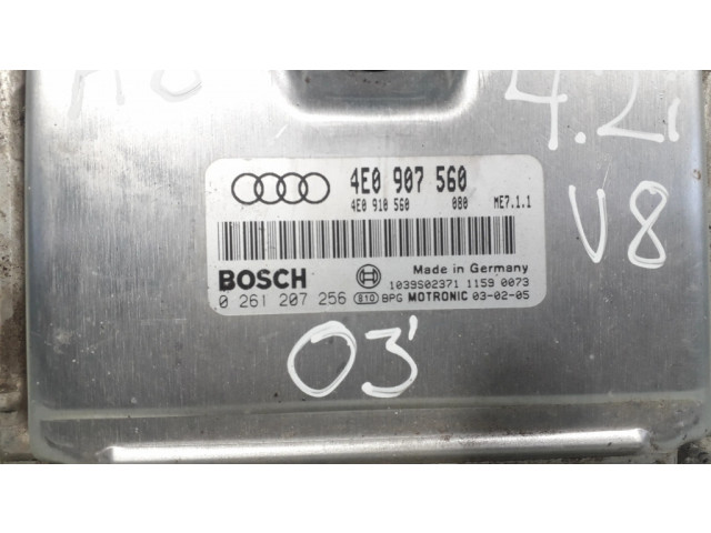 Блок управления двигателя 4E0907560, 0261207256   Audi A8 S8 D3 4E