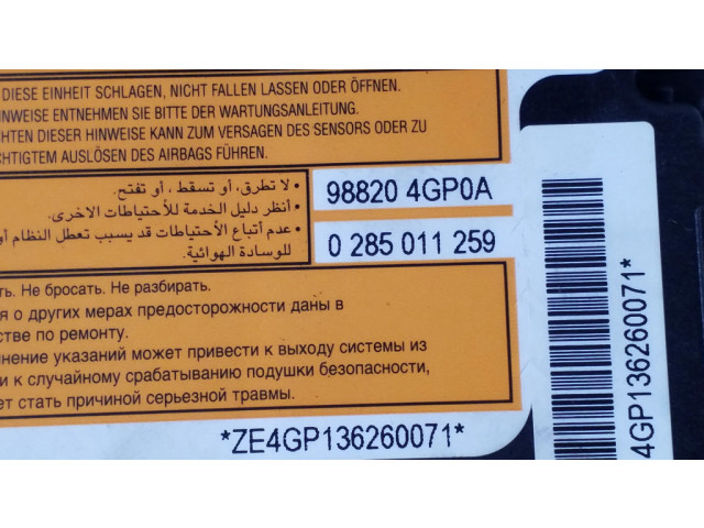 Блок подушек безопасности 0285011259, 988204GP0A   Infiniti Q50