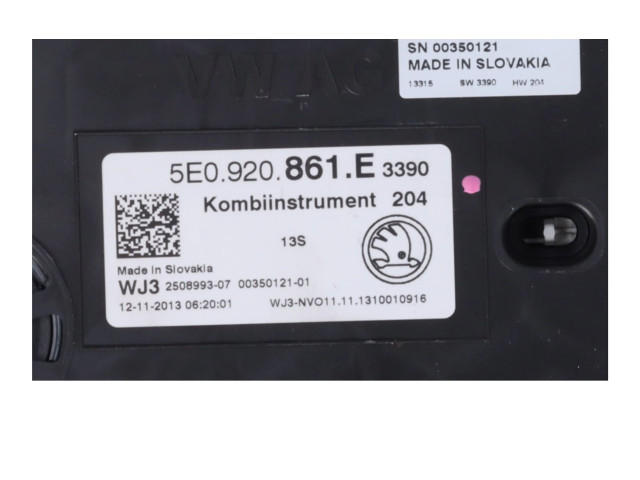 Přístrojová deska  Skoda Octavia Mk3 (5E) 2013 5E0920861E  