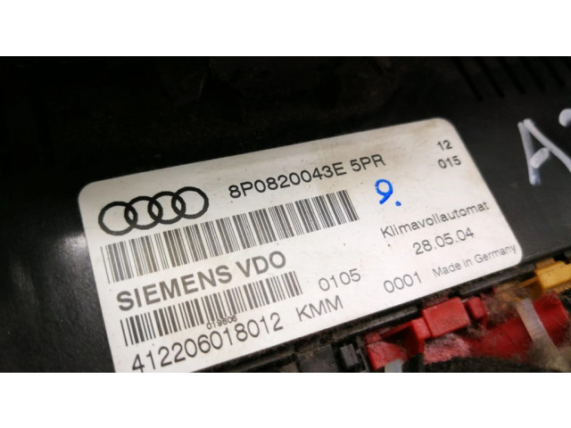 Блок управления климат-контролем 8P0820043E, 412206018012   Audi A3 S3 8P