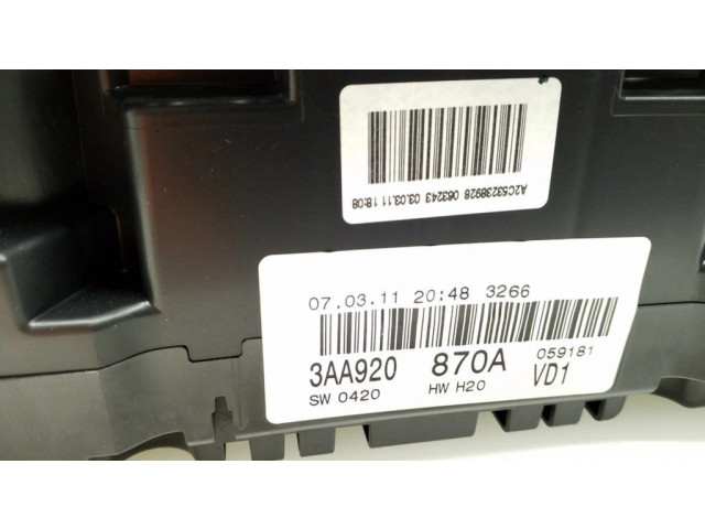 Přístrojová deska  Volkswagen PASSAT B7 2012 3AA920870A  