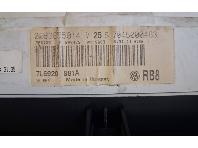 Přístrojová deska  Volkswagen Touareg I 2005 7L6920881A, 0263655014  