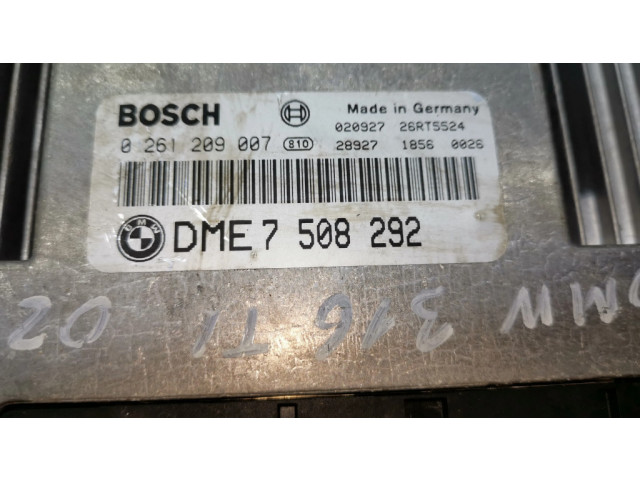 Řídící jednotka 0261209007, 7508292   BMW 3 E46 2001