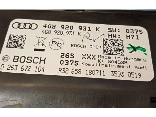 Přístrojová deska  Audi A7 S7 4G 2011 4G8920931K, 0263672104  