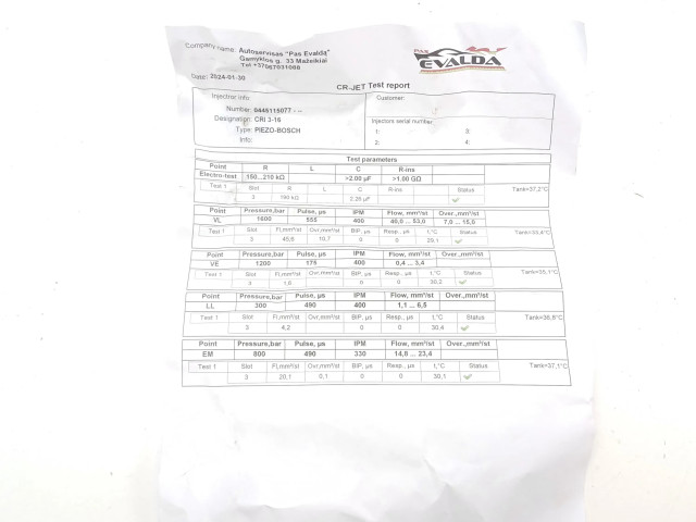 Vstřikovač 0445115077   BMW X5 E70  pro naftový motor 3.5 306D5 