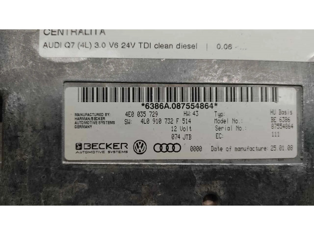 Блок управления 4E035729, 4L0910732F   Audi Q7 4L