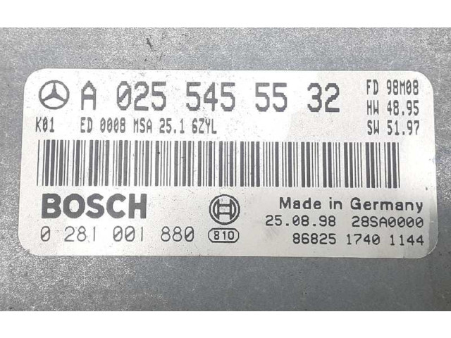 Řídící jednotka A0255455532, 0281001880   Mercedes-Benz E W210 1998