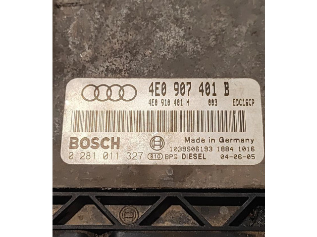 Řídící jednotka 4E0907401B, 0281011327   Audi A8 S8 D3 4E 2002