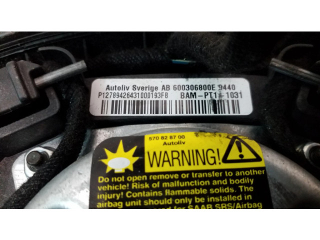 Подушка безопасности водителя 12789426, 600306800E   Saab 9-3 Ver2