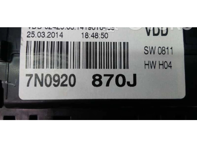 Přístrojová deska  Volkswagen Sharan 2014 7N0920870J  