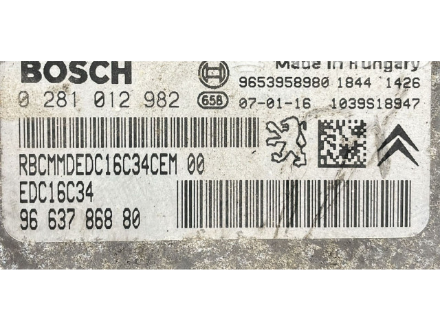 Řídící jednotka 0281012982, 0281012982   Fiat Scudo 2008