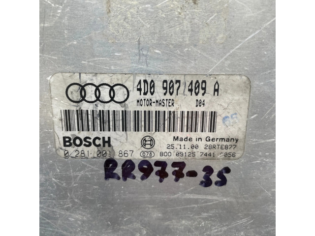 Блок управления двигателя 4D0907409A, 0281001867   Audi A8 S8 D2 4D