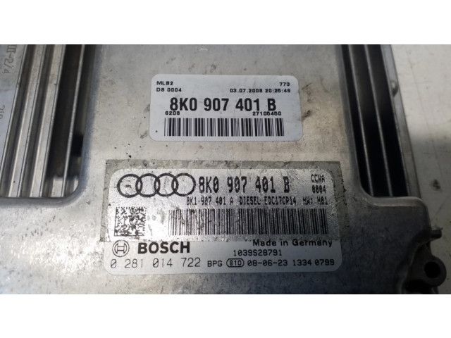 Řídící jednotka 0281014722, 8K0907401B   Audi A5 8T 8F 2008